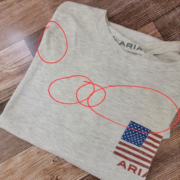 Ariat Men's XL Gray Short Sleeve Flag Patriotic Buckle Workwear Shirt - Picture 9 of 10